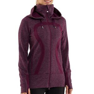Lululemon‎ Stride Jacket Mini Check Pique Plum Purple Size 4 Hooded Full Zip